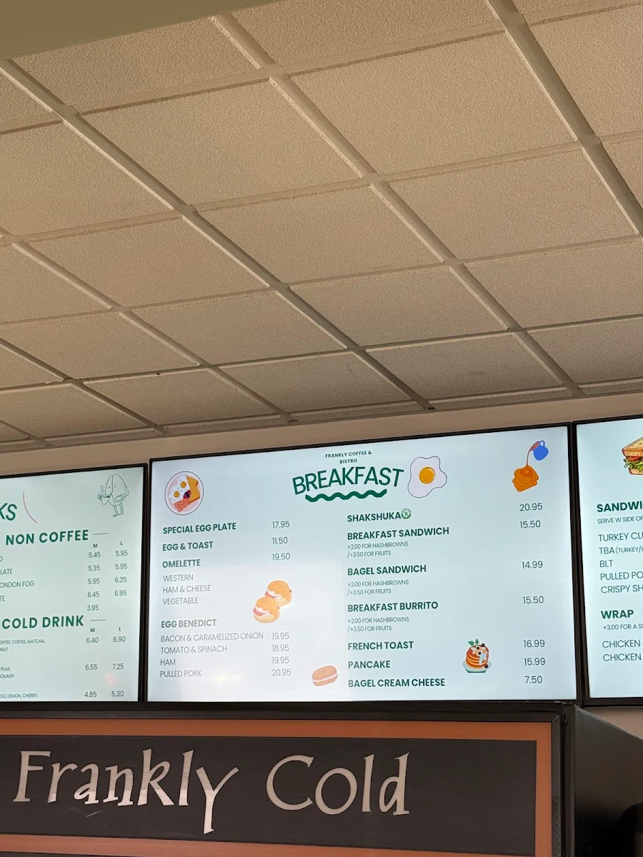 Menu, Frankly Coffee And Bistro