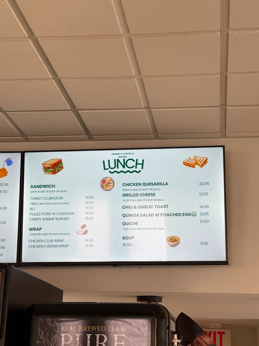 Menu, Frankly Coffee And Bistro