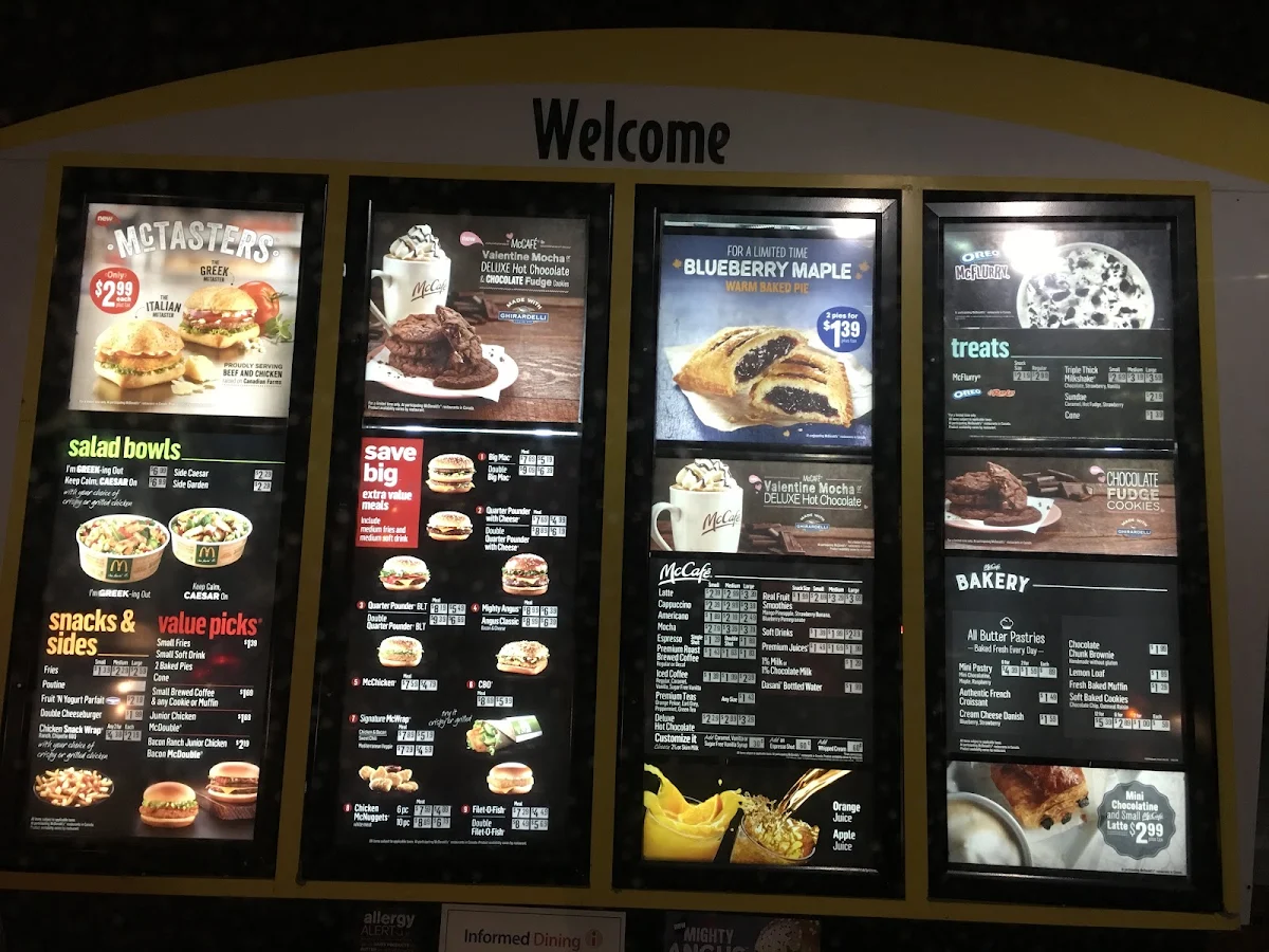 Menu, McDonald's