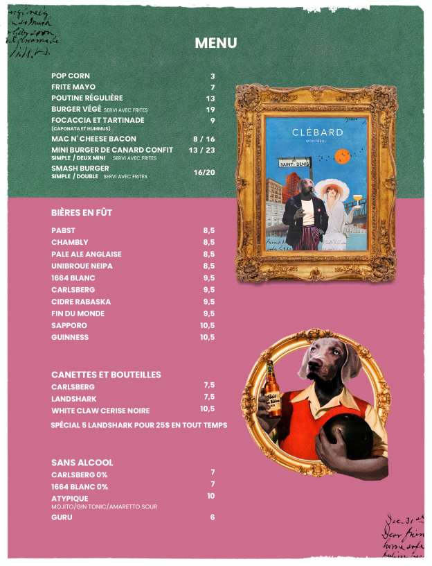 Menu, Clébard
