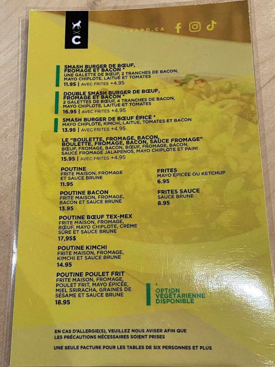Menu, Clébard