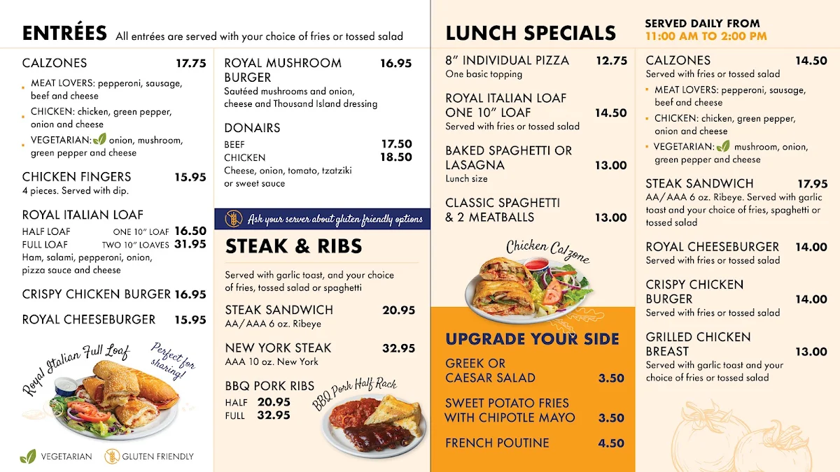 Menu, Royal Pizza Market Mall