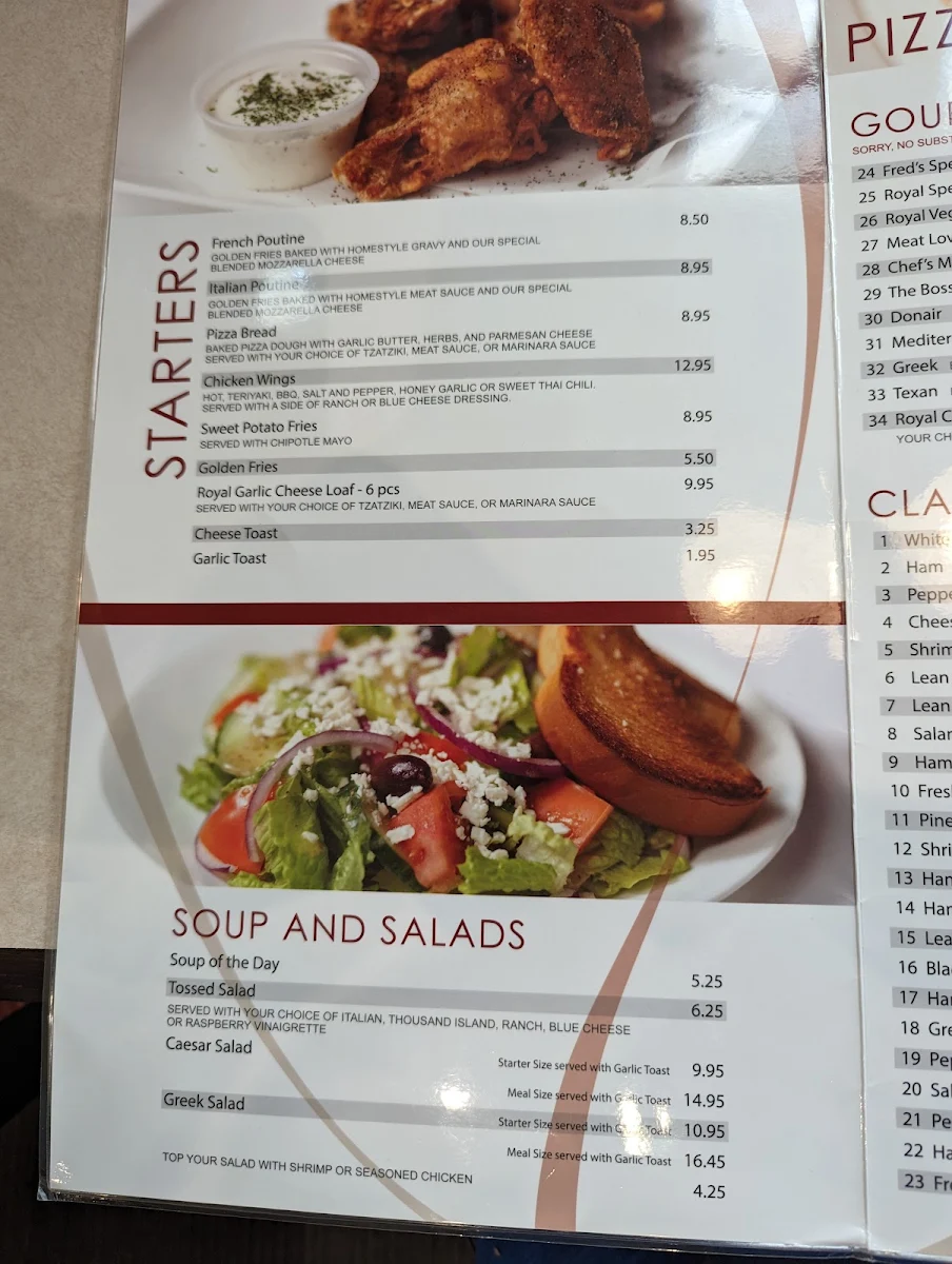 Menu, Royal Pizza Market Mall