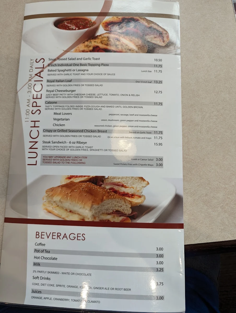 Menu, Royal Pizza Market Mall