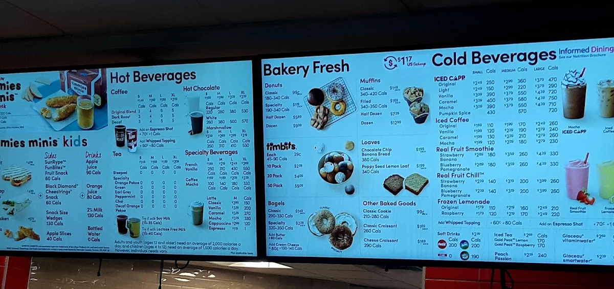Menu, Tim Hortons