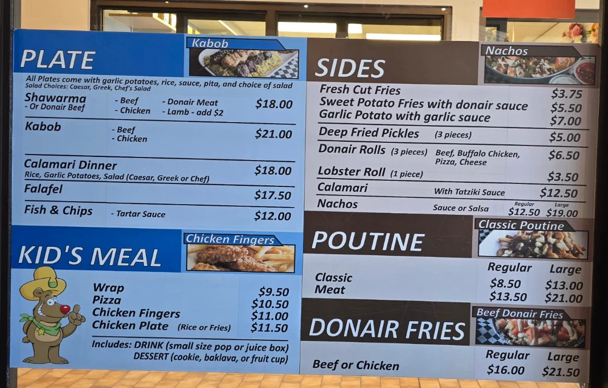 Menu, Donair On The Run
