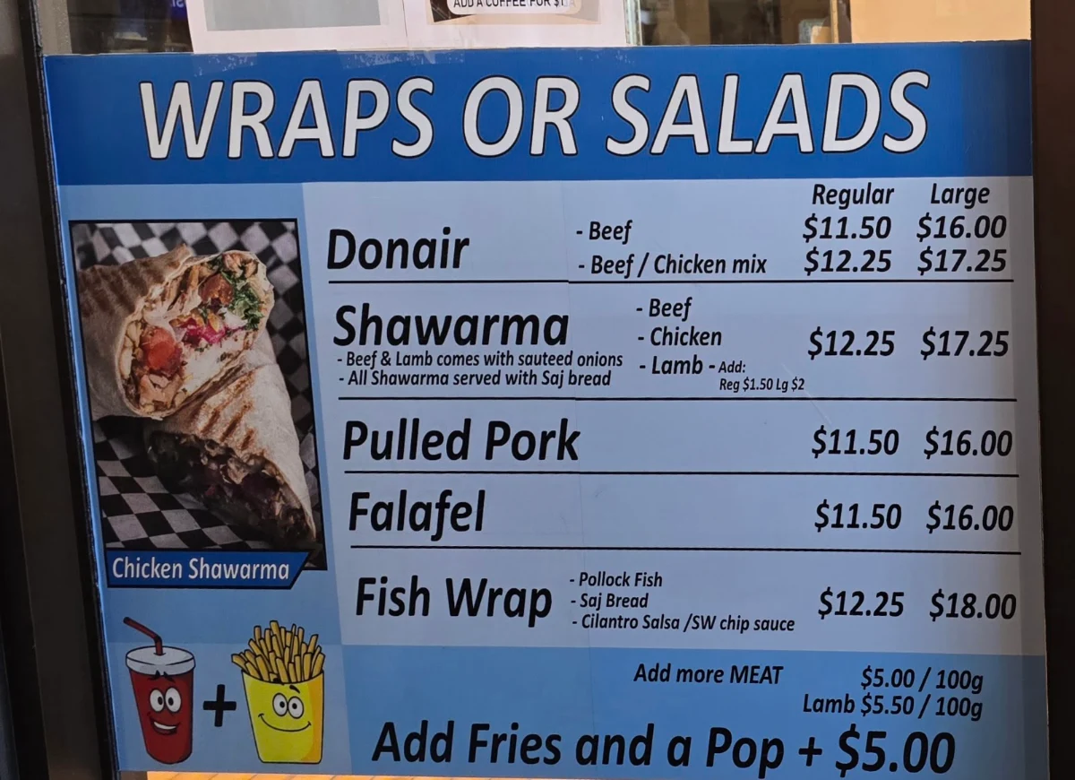 Menu, Donair On The Run