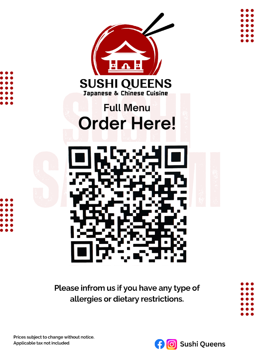 Menu, Sushi Queens