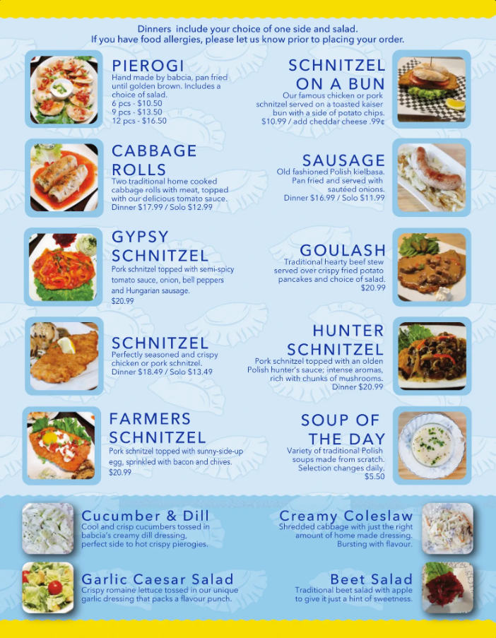 Menu, Broken English Bistro