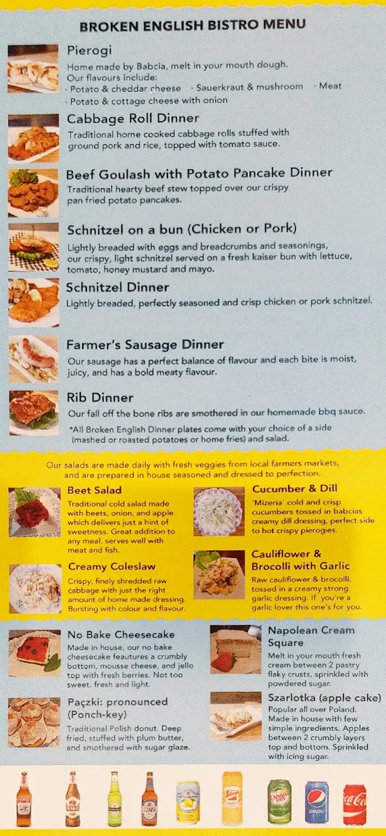 Menu, Broken English Bistro
