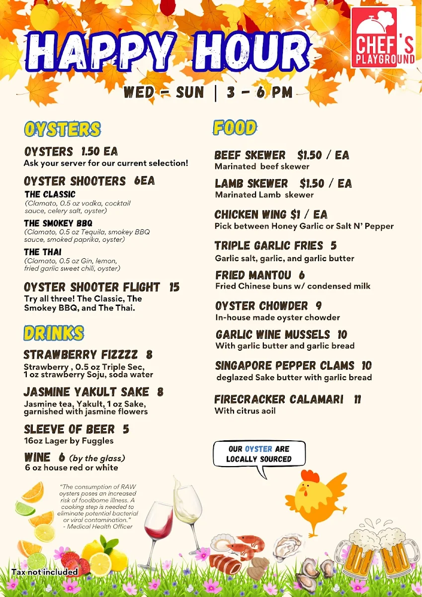 Menu, The Chef's Playground Eatery