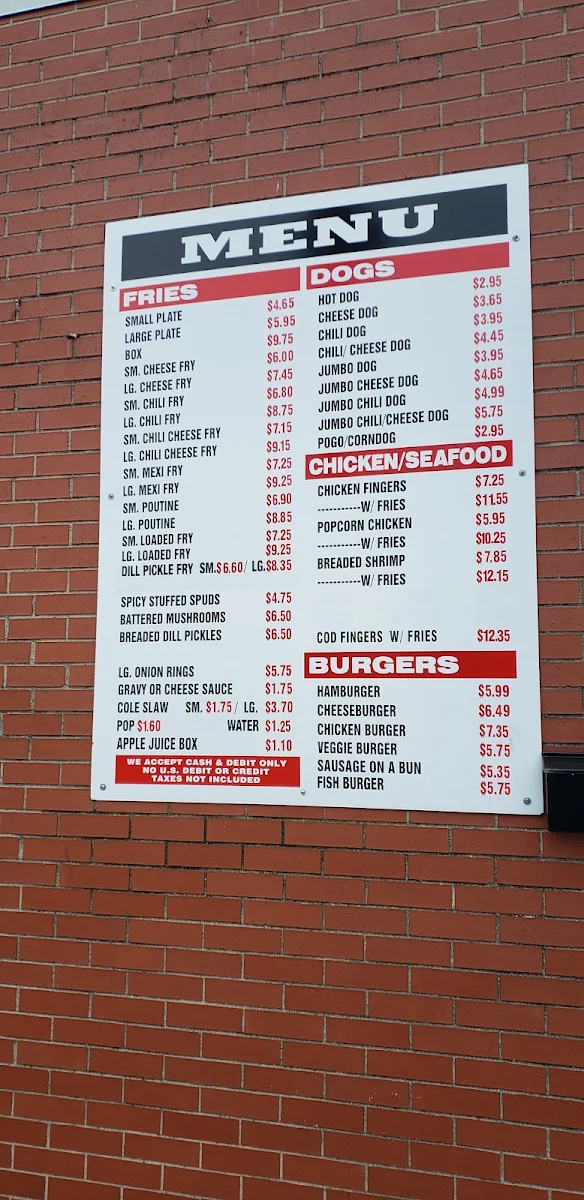 Menu, Suzy's Ice Creamporium/Original Alberts