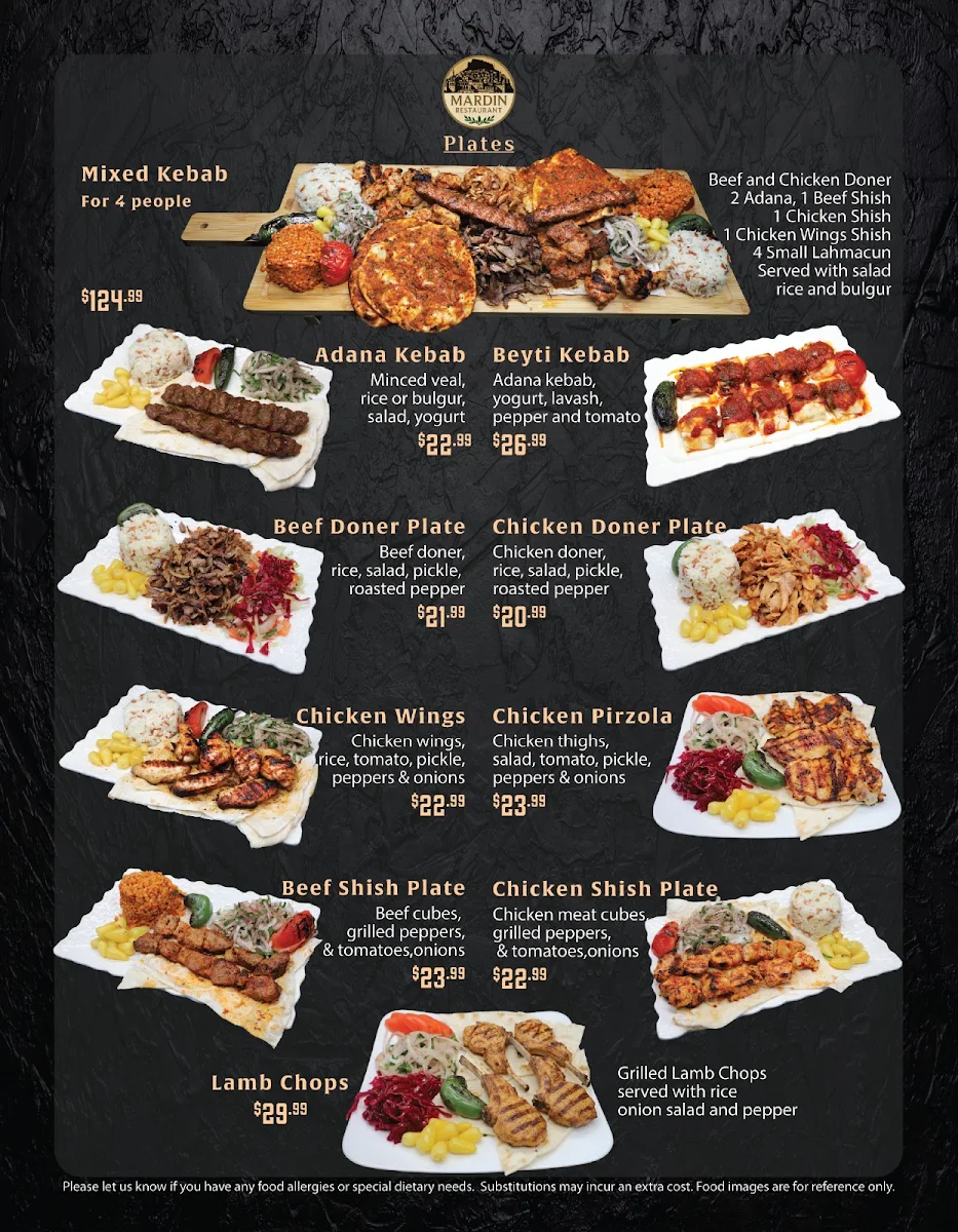 Menu, Mardin Restaurant - Shawarma & Kebab