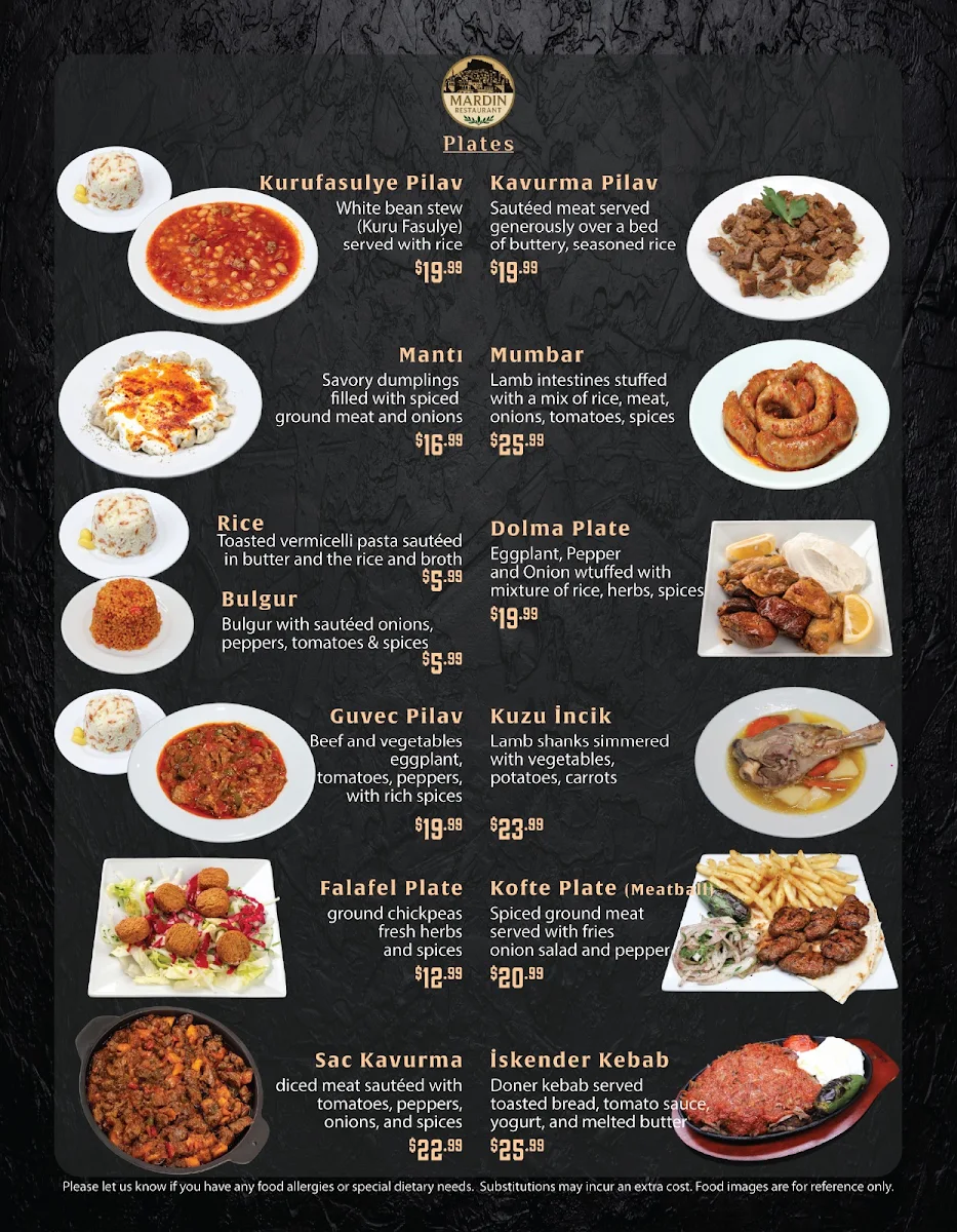 Menu, Mardin Restaurant - Shawarma & Kebab