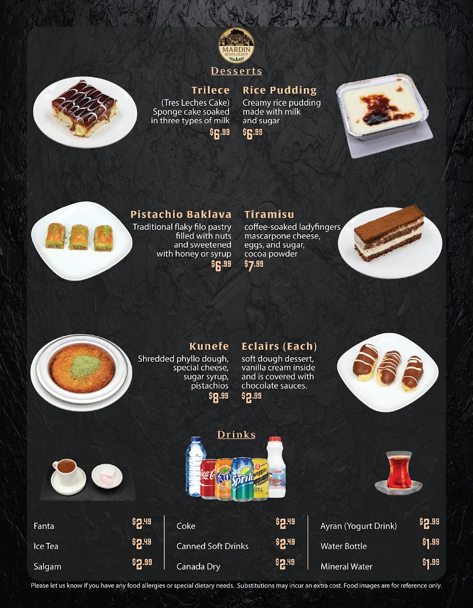 Menu, Mardin Restaurant - Shawarma & Kebab