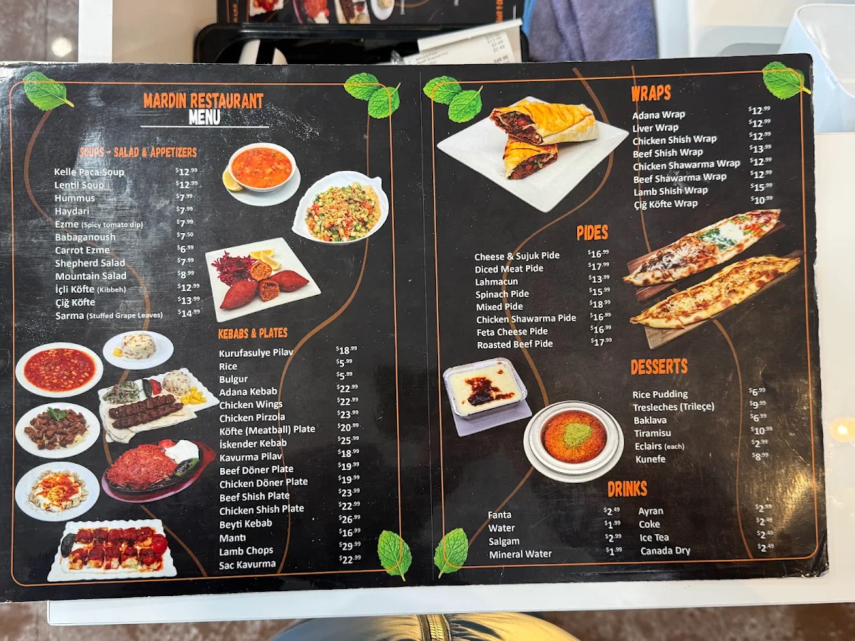 Menu, Mardin Restaurant - Shawarma & Kebab
