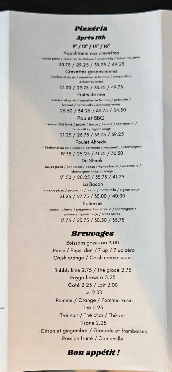 Menu, Restaurant Bar Le Montagnard