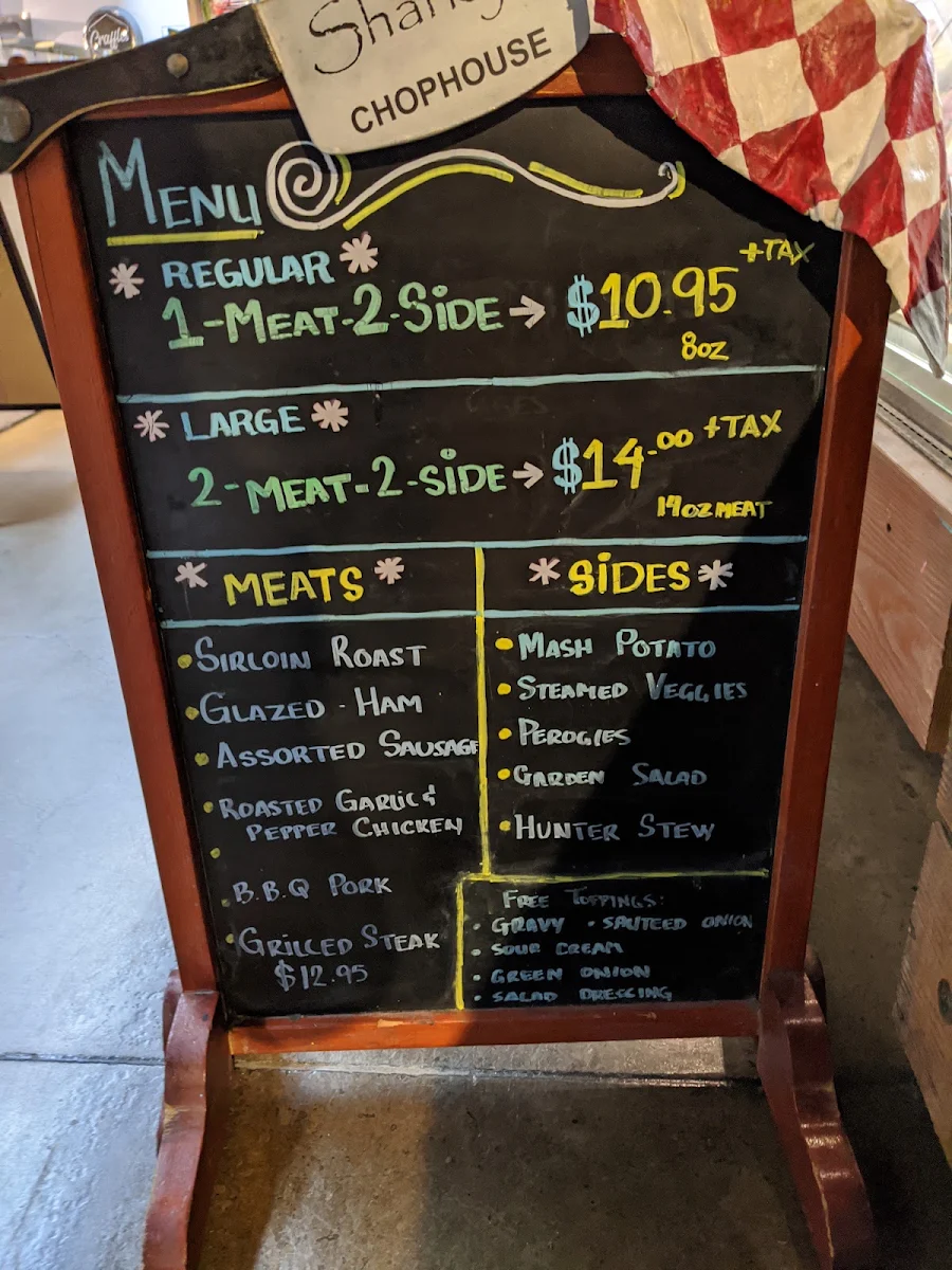 Menu, Sharky's Chophouse & Eatery
