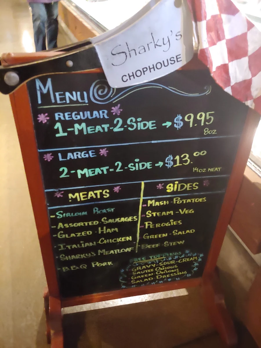 Menu, Sharky's Chophouse & Eatery