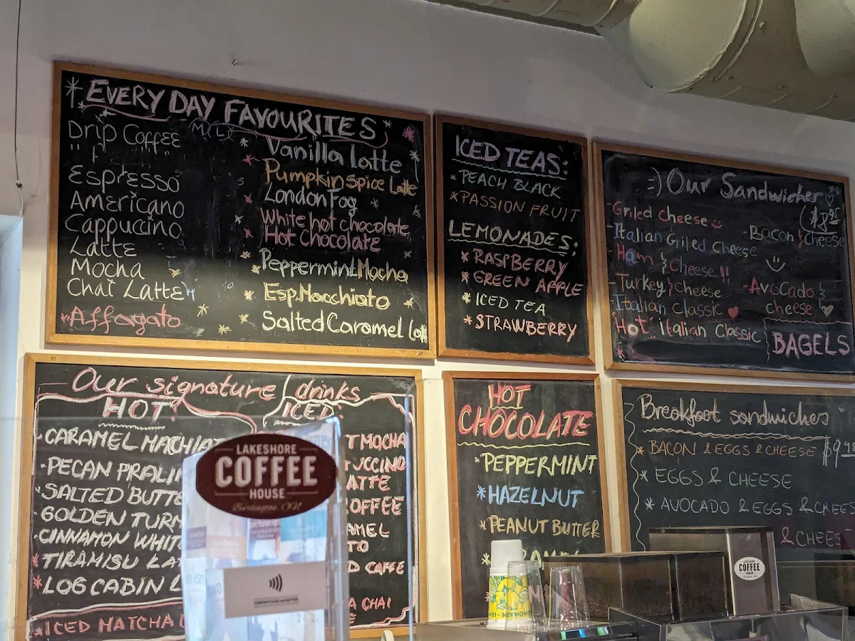 Menu, Lakeshore Ice cream cafe
