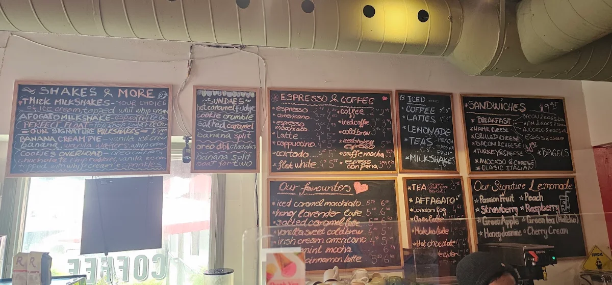 Menu, Lakeshore Ice cream cafe