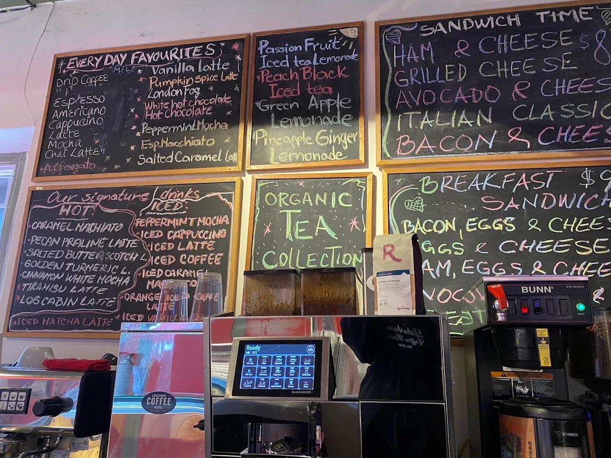 Menu, Lakeshore Ice cream cafe