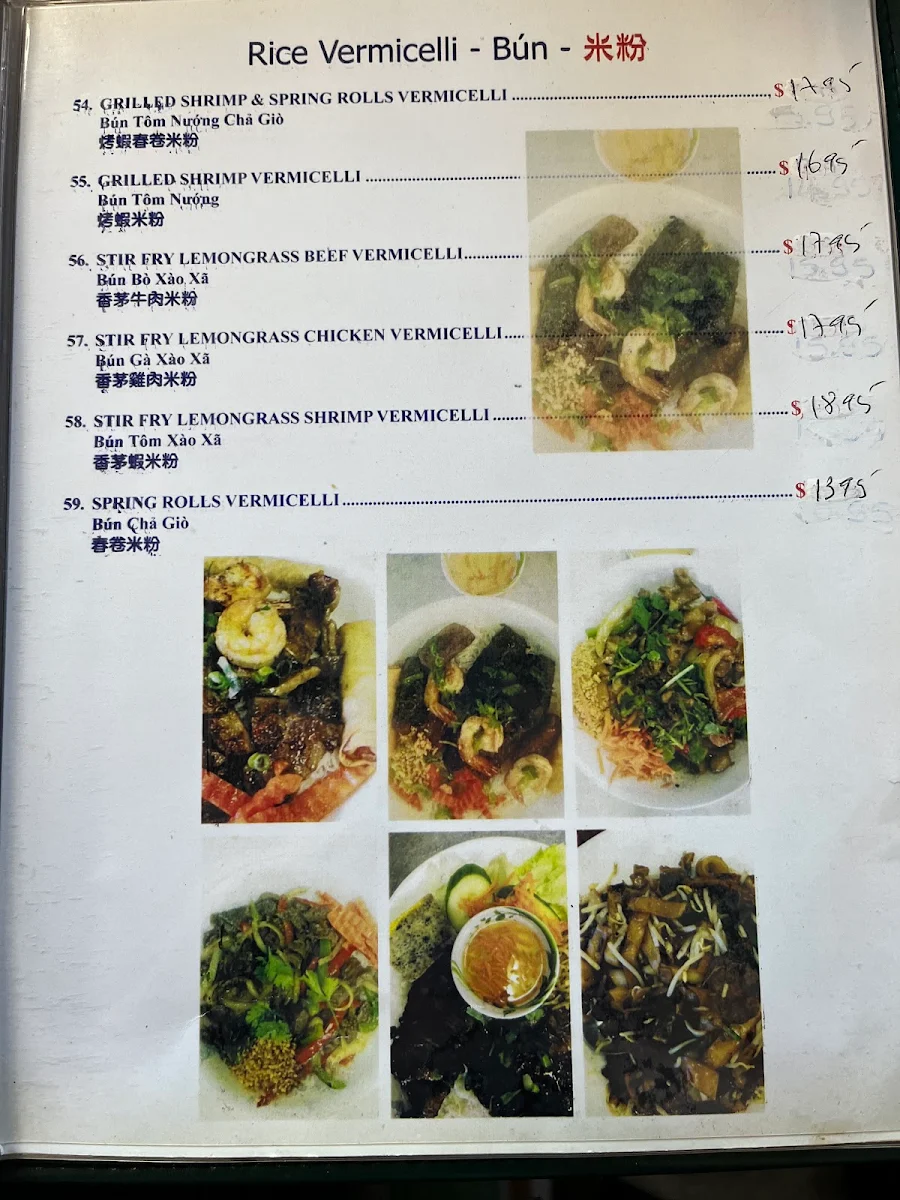 Menu, Xu Hue Restaurant