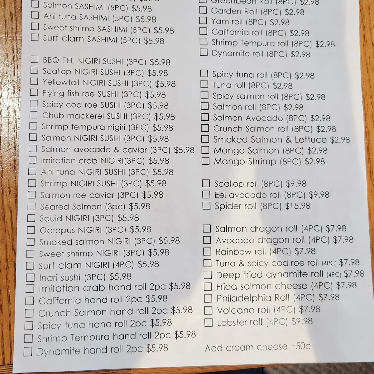 Menu, Yukiguni II
