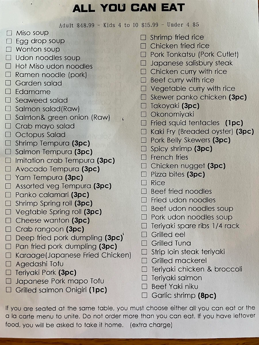 Menu, Yukiguni II