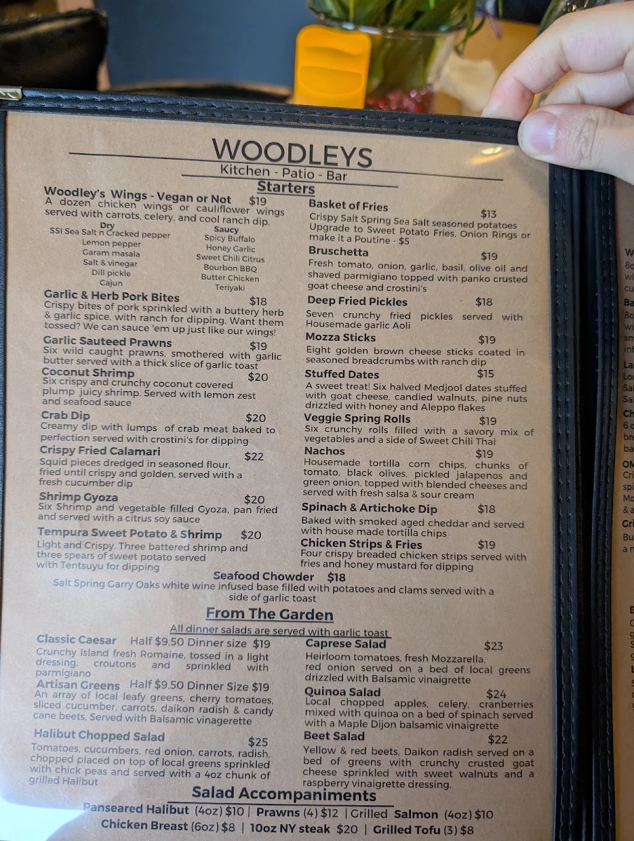 Menu, Woodley’s Kitchen