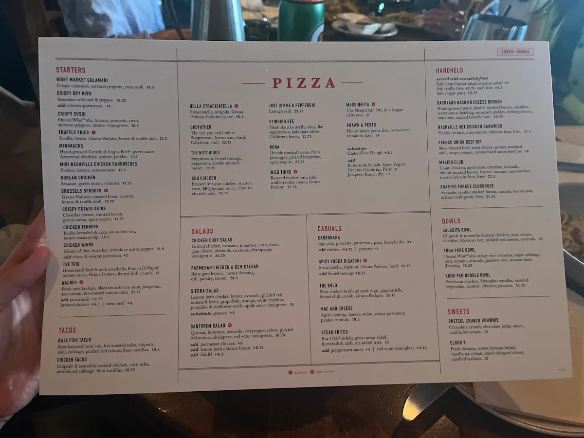 Menu, The Village Taphouse
