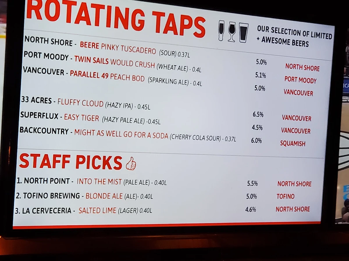 Menu, The Village Taphouse