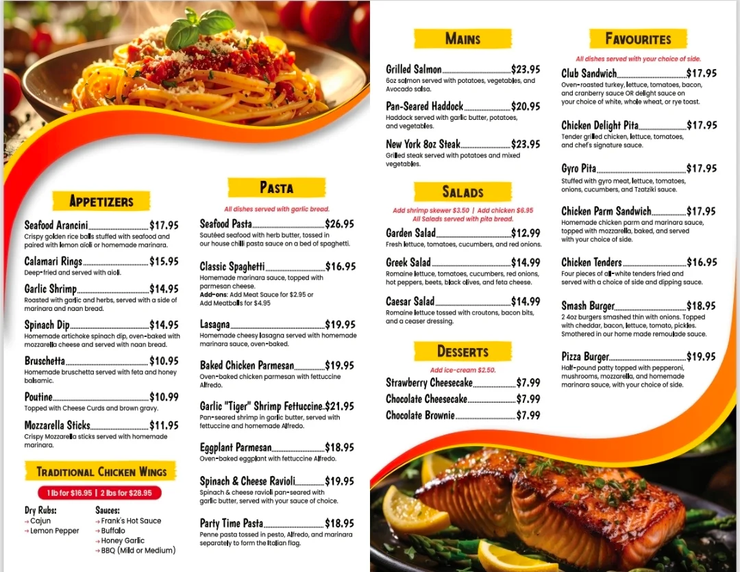 Menu, Harbour Grill
