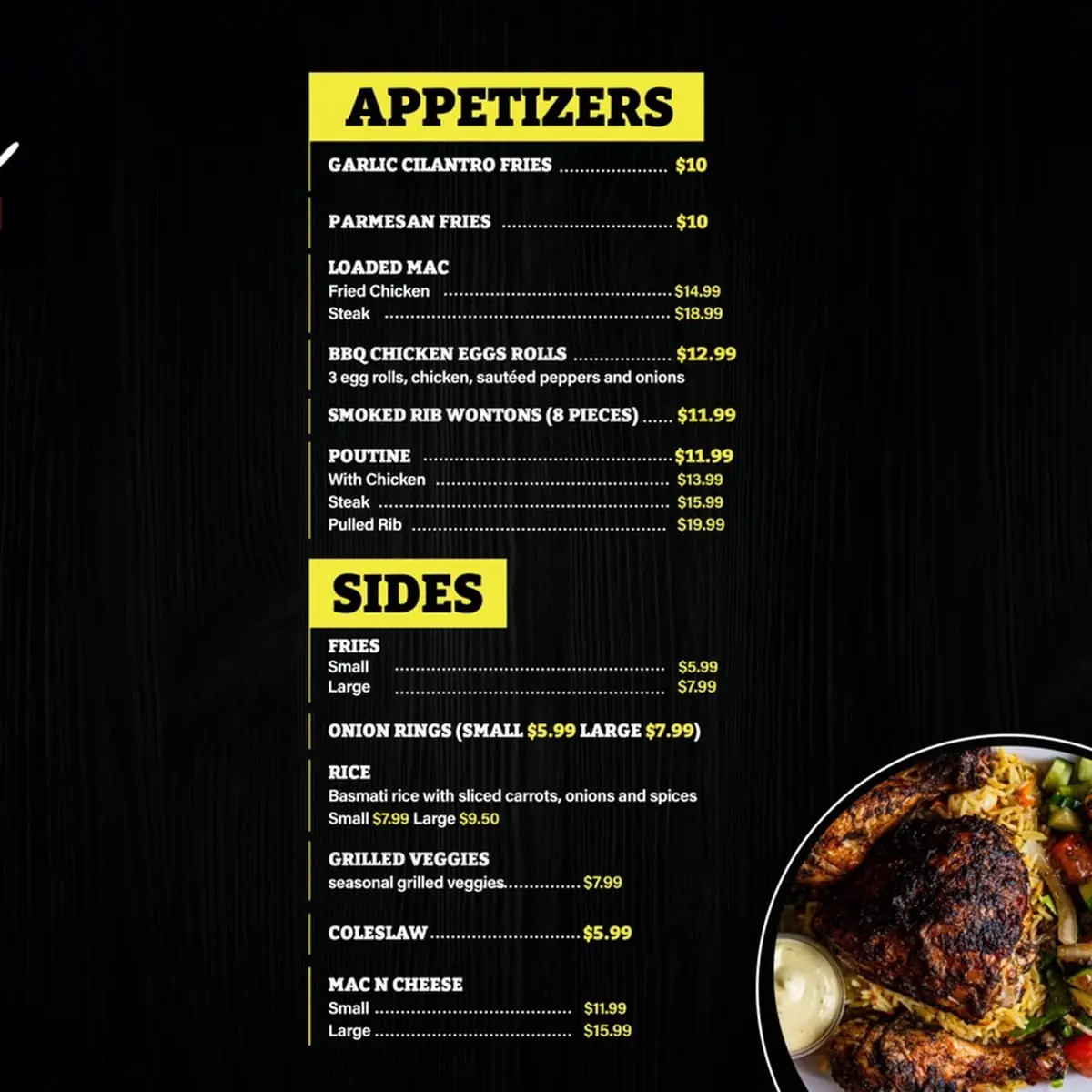 Menu, Smokies Burgers