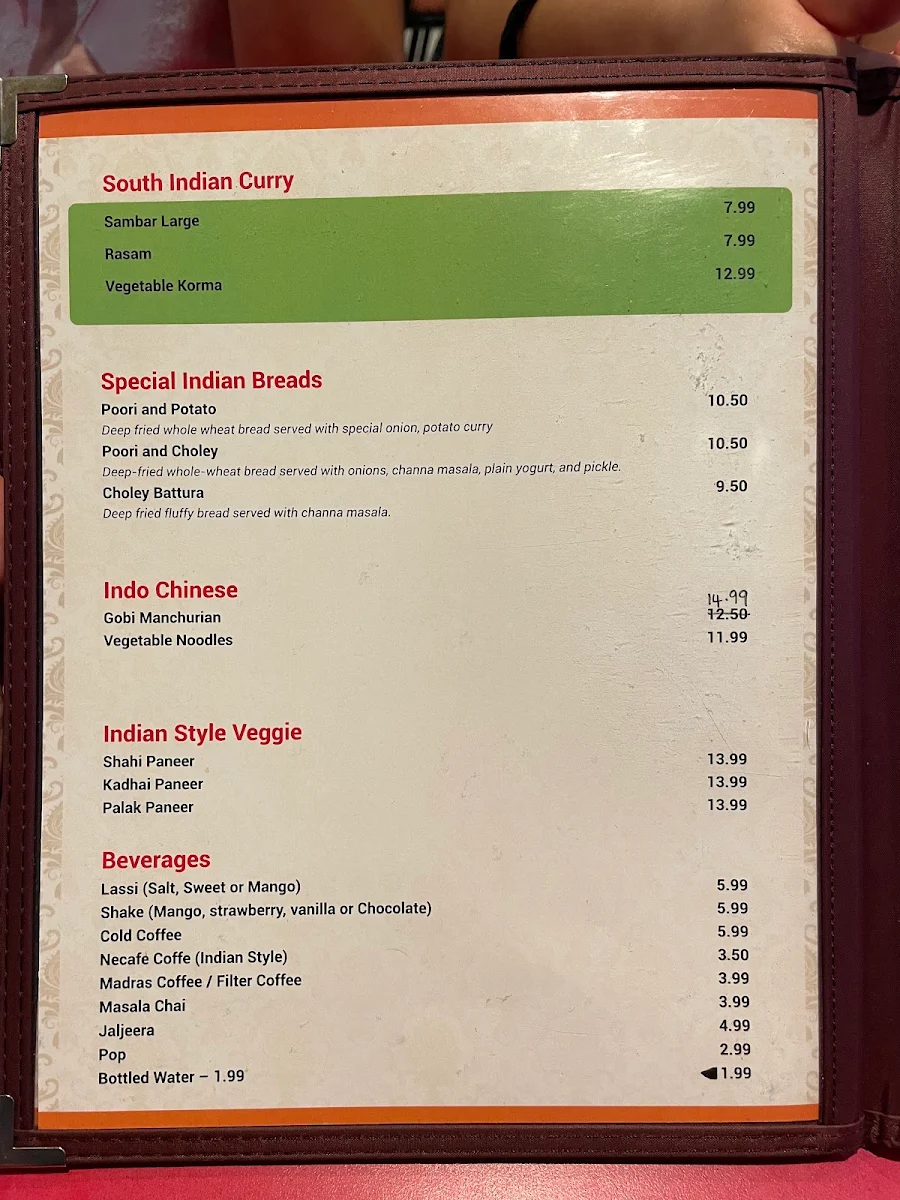 Menu, Sri Periyava Dosa Bhavan