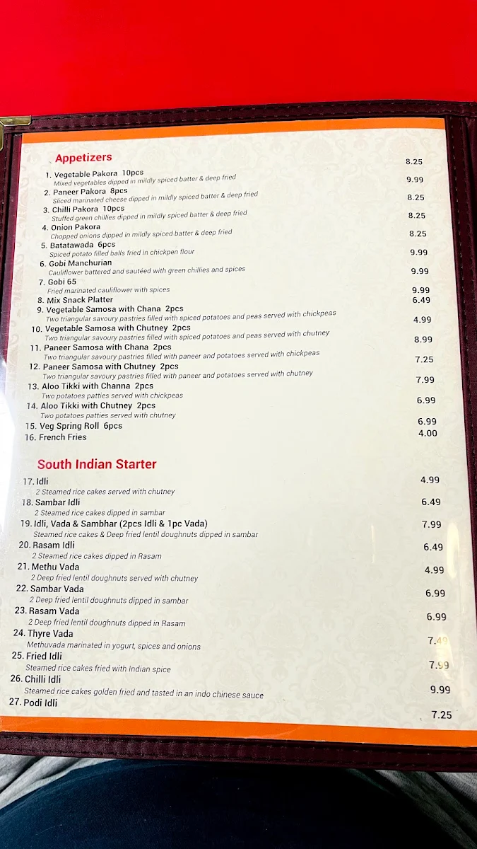 Menu, Sri Periyava Dosa Bhavan