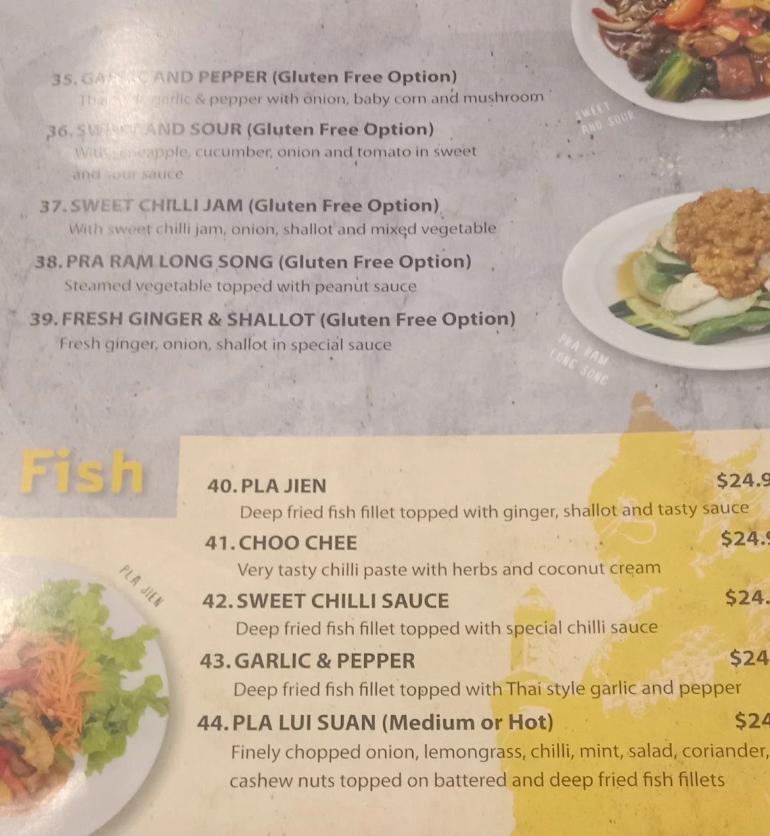 Menu, Siam Terrace Charmhaven