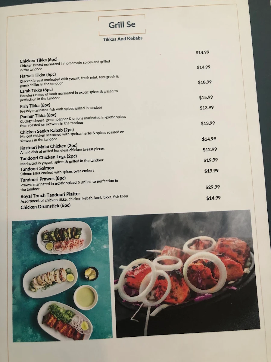 Menu, Bombay Touch Promenade