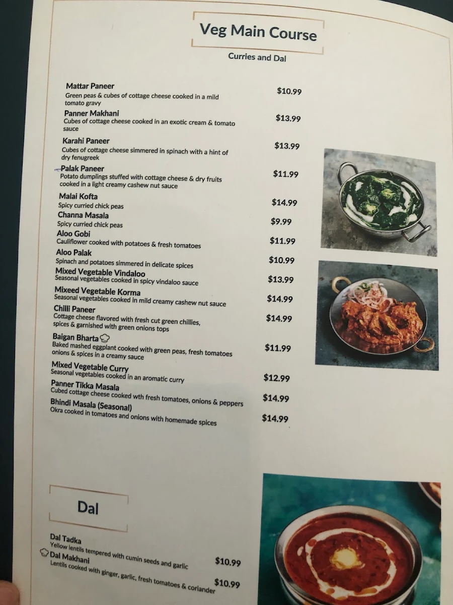 Menu, Bombay Touch Promenade