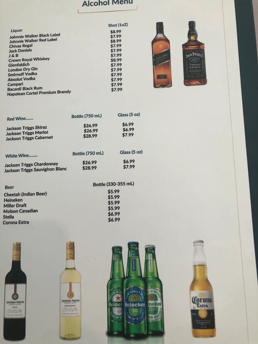 Menu, Bombay Touch Promenade