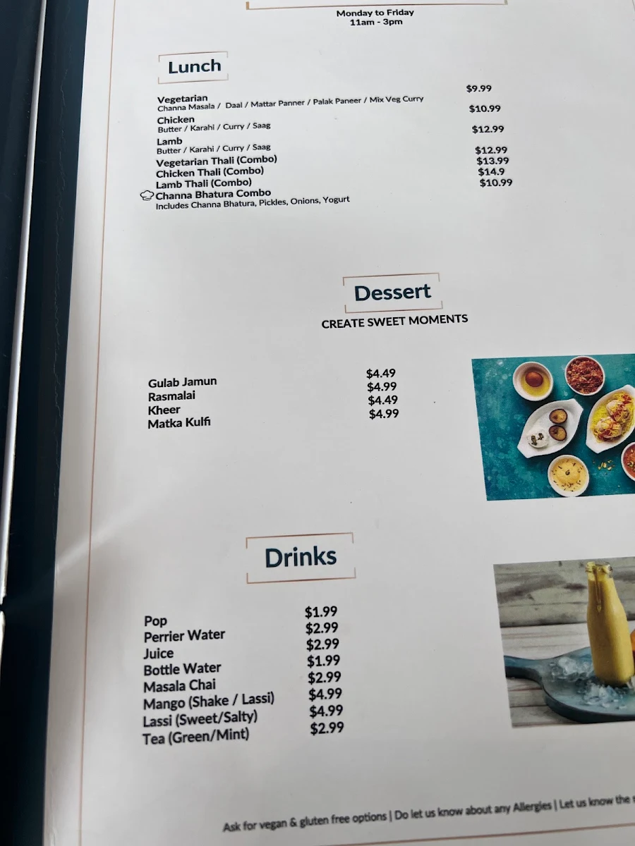 Menu, Bombay Touch Promenade