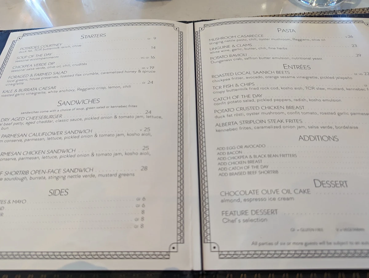 Menu, The Courtney Room