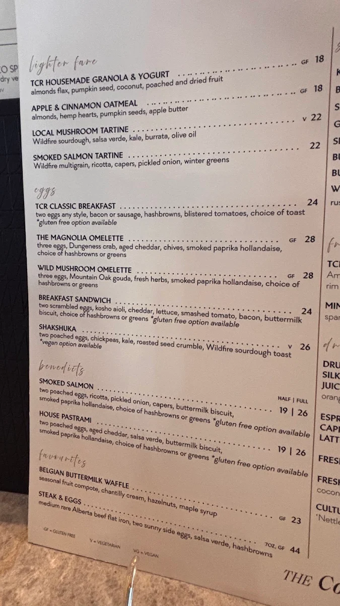 Menu, The Courtney Room