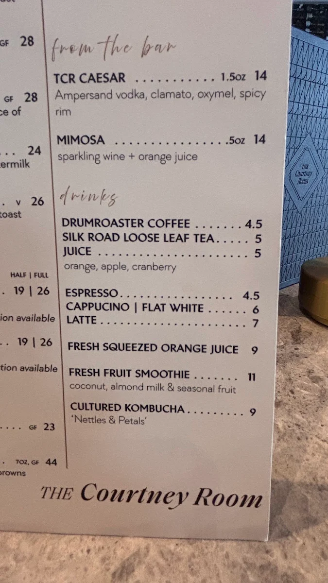 Menu, The Courtney Room