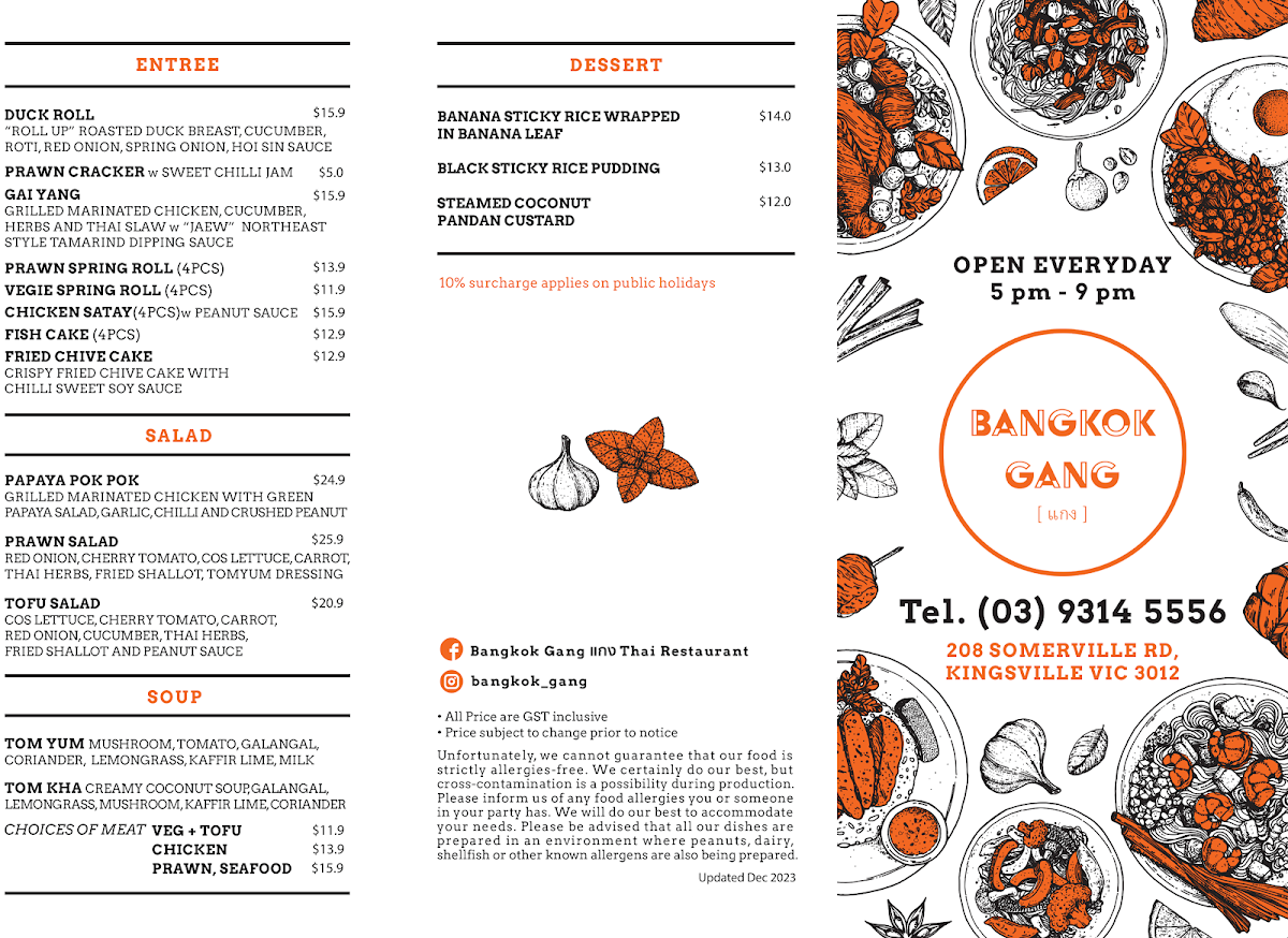 Menu, Bangkok Gang