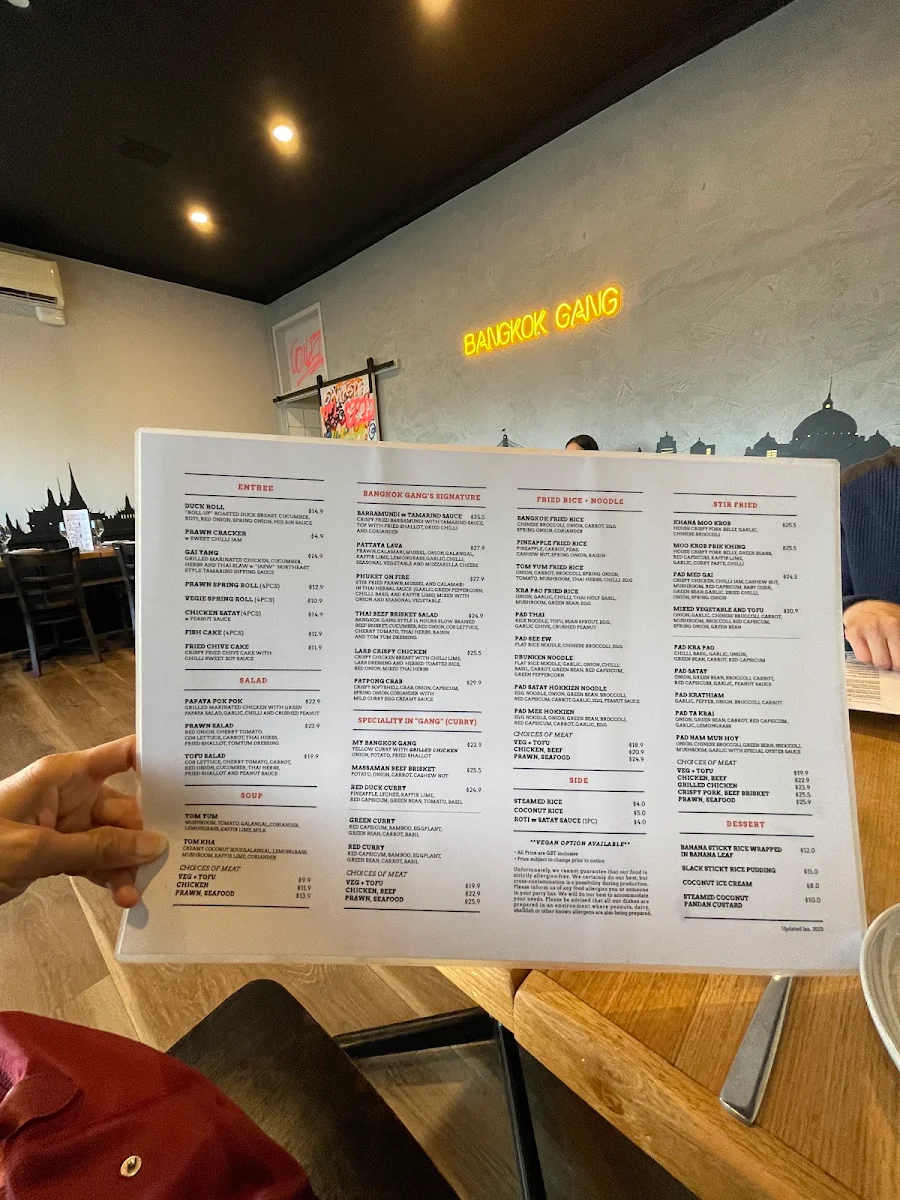 Menu, Bangkok Gang