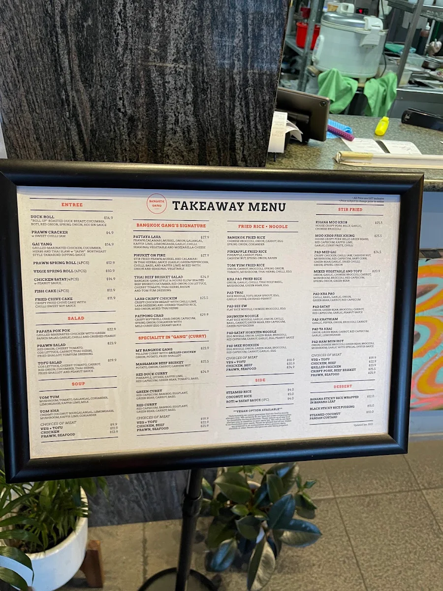 Menu, Bangkok Gang