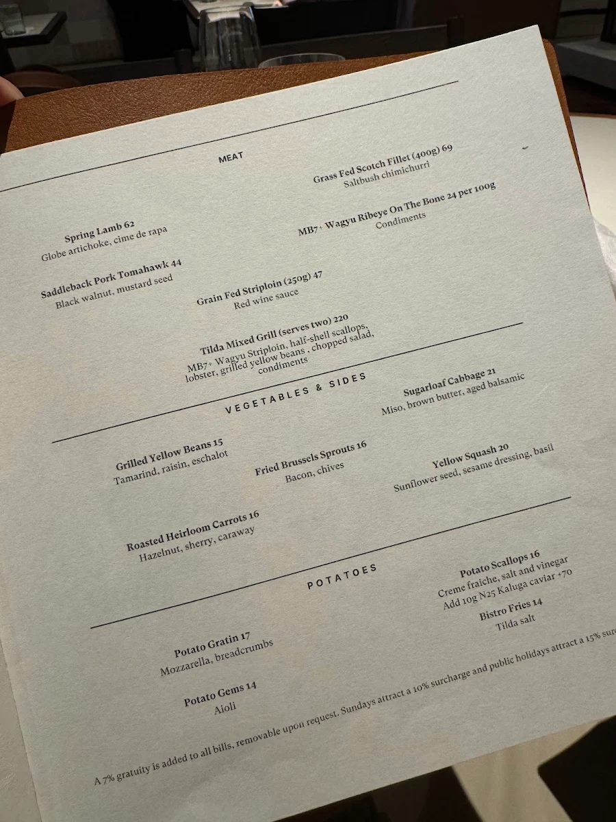 Menu, Tilda