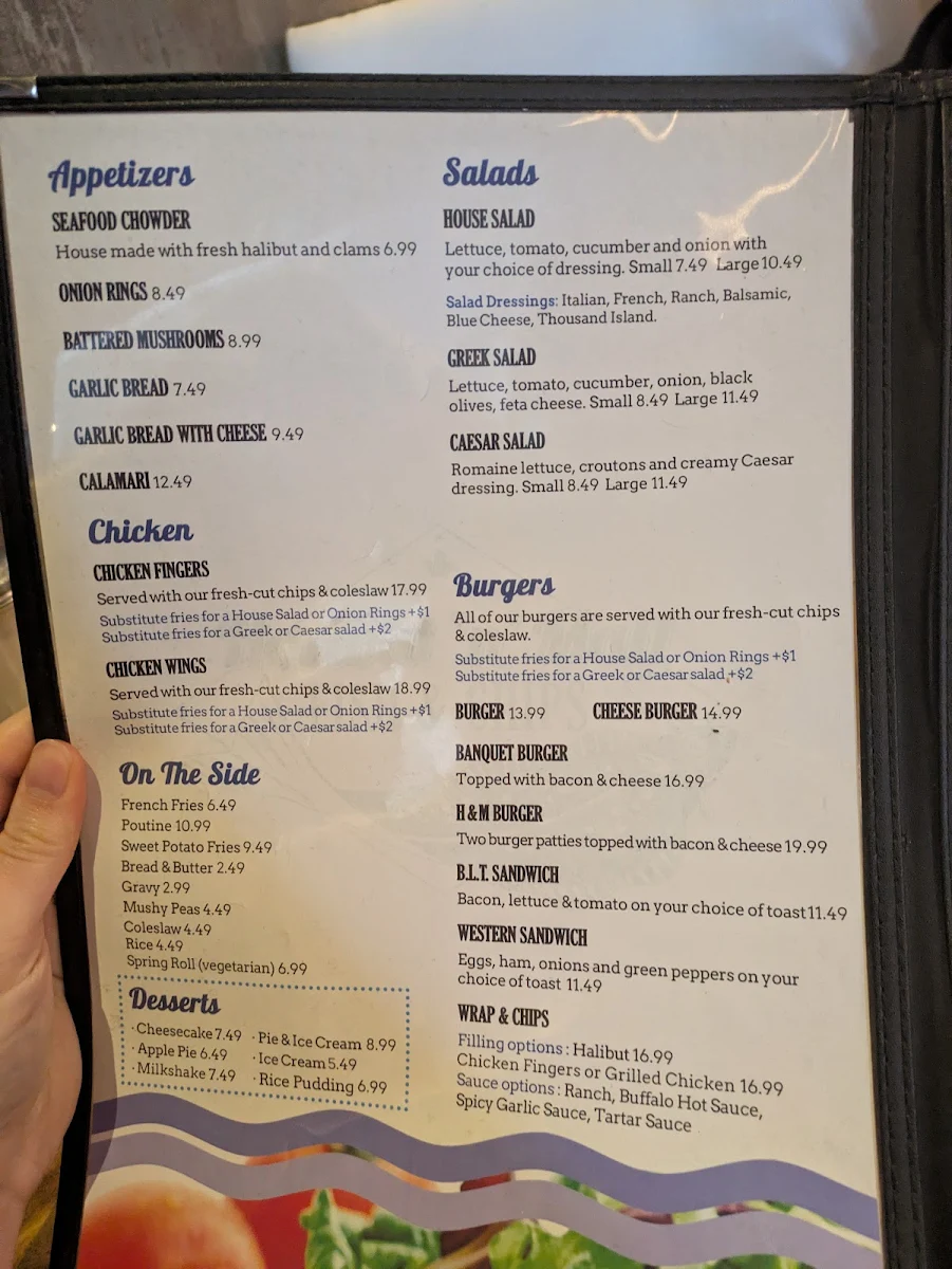 Menu, Halibut 'N' Malt Fish & Chips