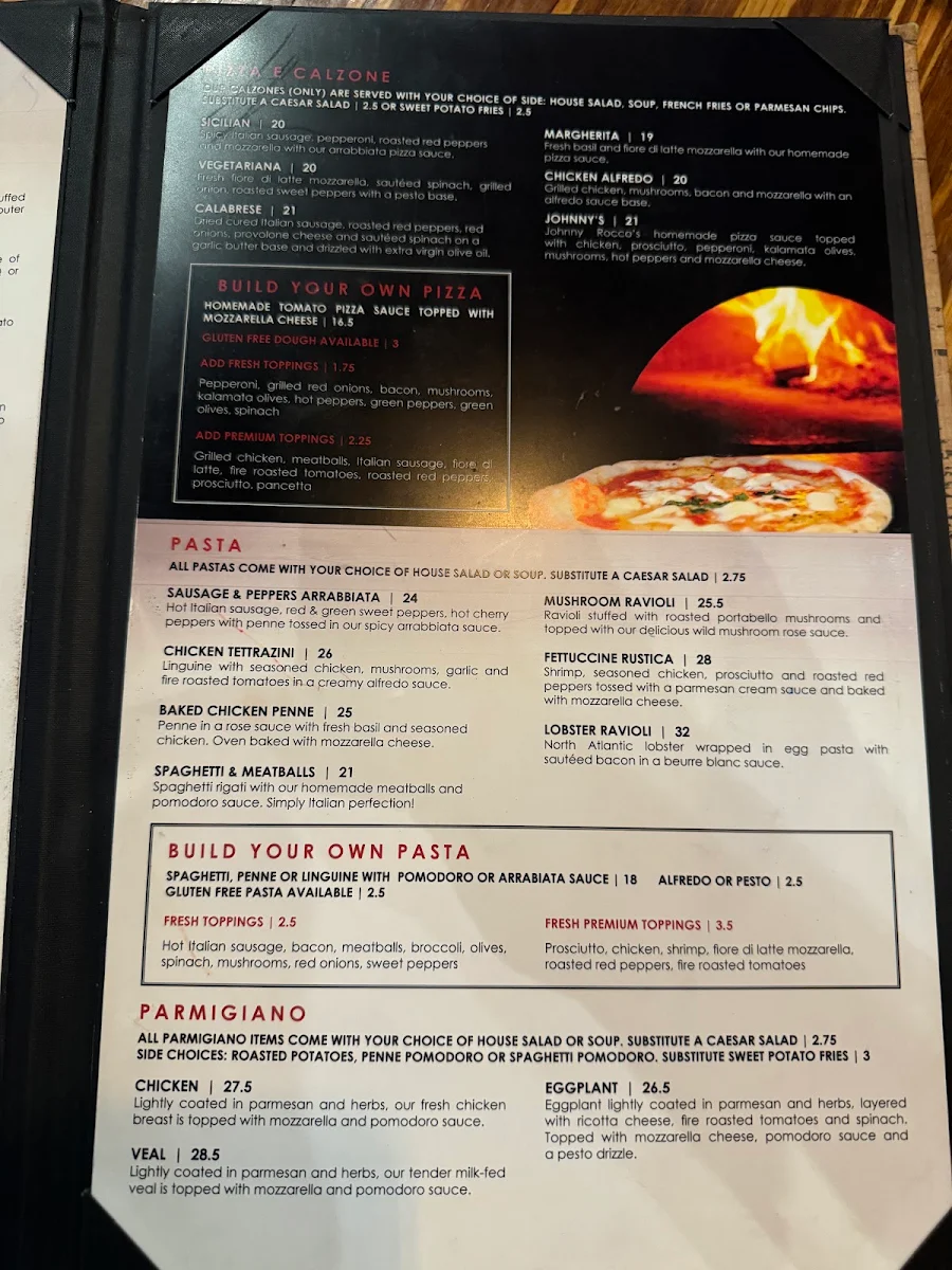 Menu, Johnny Rocco's Italian Grill